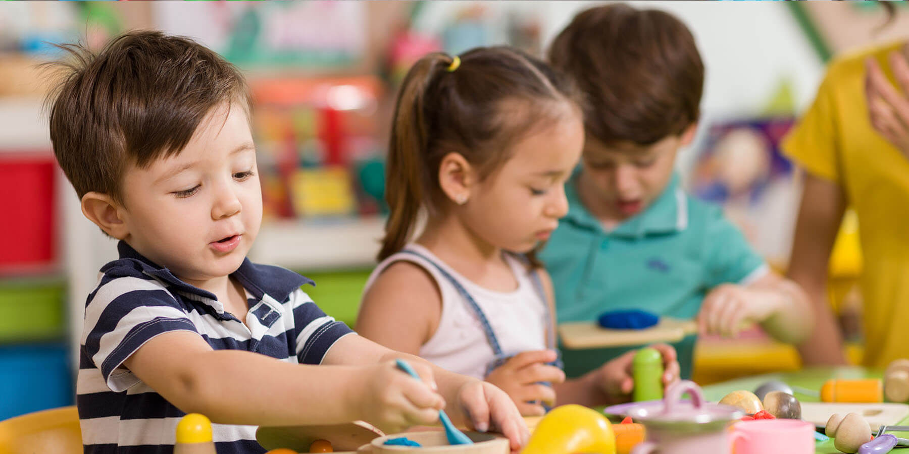 Happy children learning together